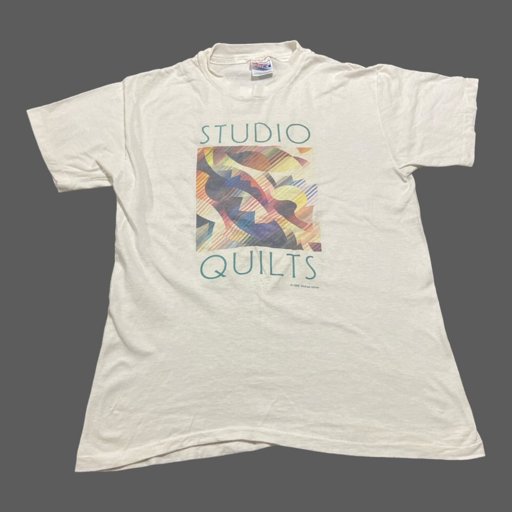 Vintage 90s Michael James Artwork Graphic White Size M Mens T-shir Single Stitch